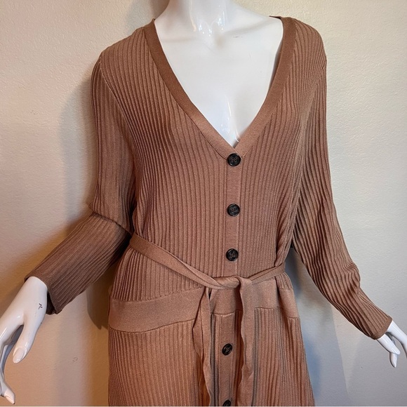 Lane Bryant Tan Long Sleeve Maxi Knit Dress NWT - Picture 3 of 6